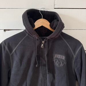 Vintage Y2K Tommy-hilfiger Women's Black and Grey Hoodie